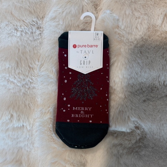 Pure Barre Other - Pure Barre Festive Grip Socks - Burgundy and olive green